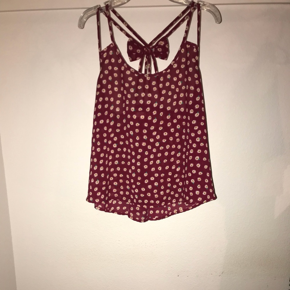 Red sunflower print blouse